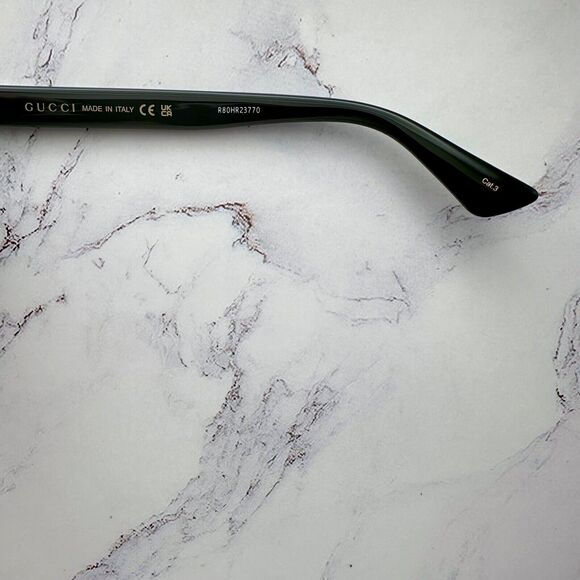 New GUCCI Sunglasses Black Square Aviator Gold Plate Engraved Logo Web Arm GUCCI - Picture 7 of 16